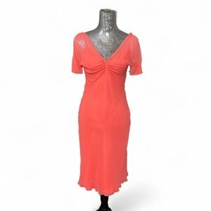 Vintage Y2K Fairy‎ Silk Sheer Flutter Sleeve Midi Babydoll Slip Dress 4 Romantic